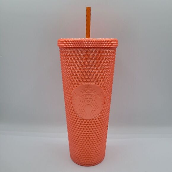 Orange Studded Starbucks Tumbler With Straw (BRAND NEW) - Picture 1 of 2